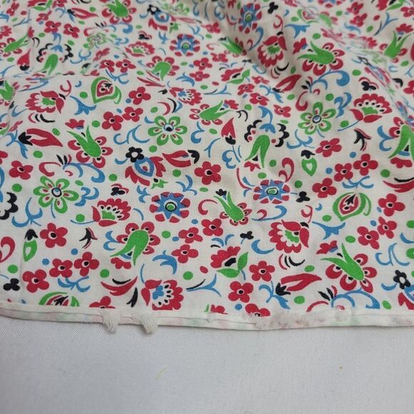 VINTAGE 60s floral print tie waist half apron with pocket and ruffle OS‎ - Picture 6 of 9